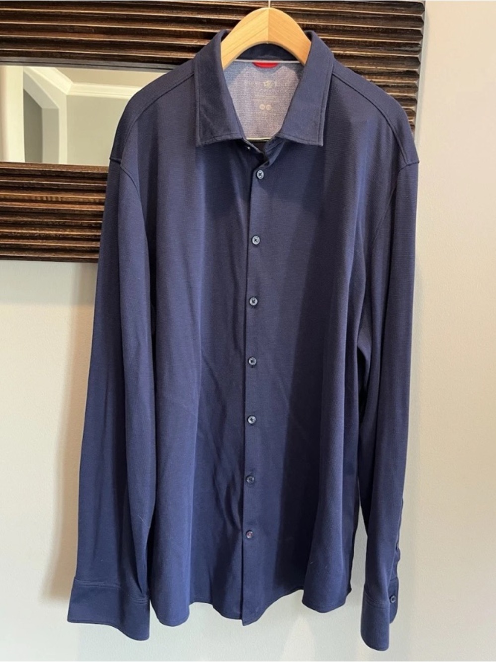 Stone Rose Men’s Navy Blue Two Tone DryTouch Performance Button-Up 3XL